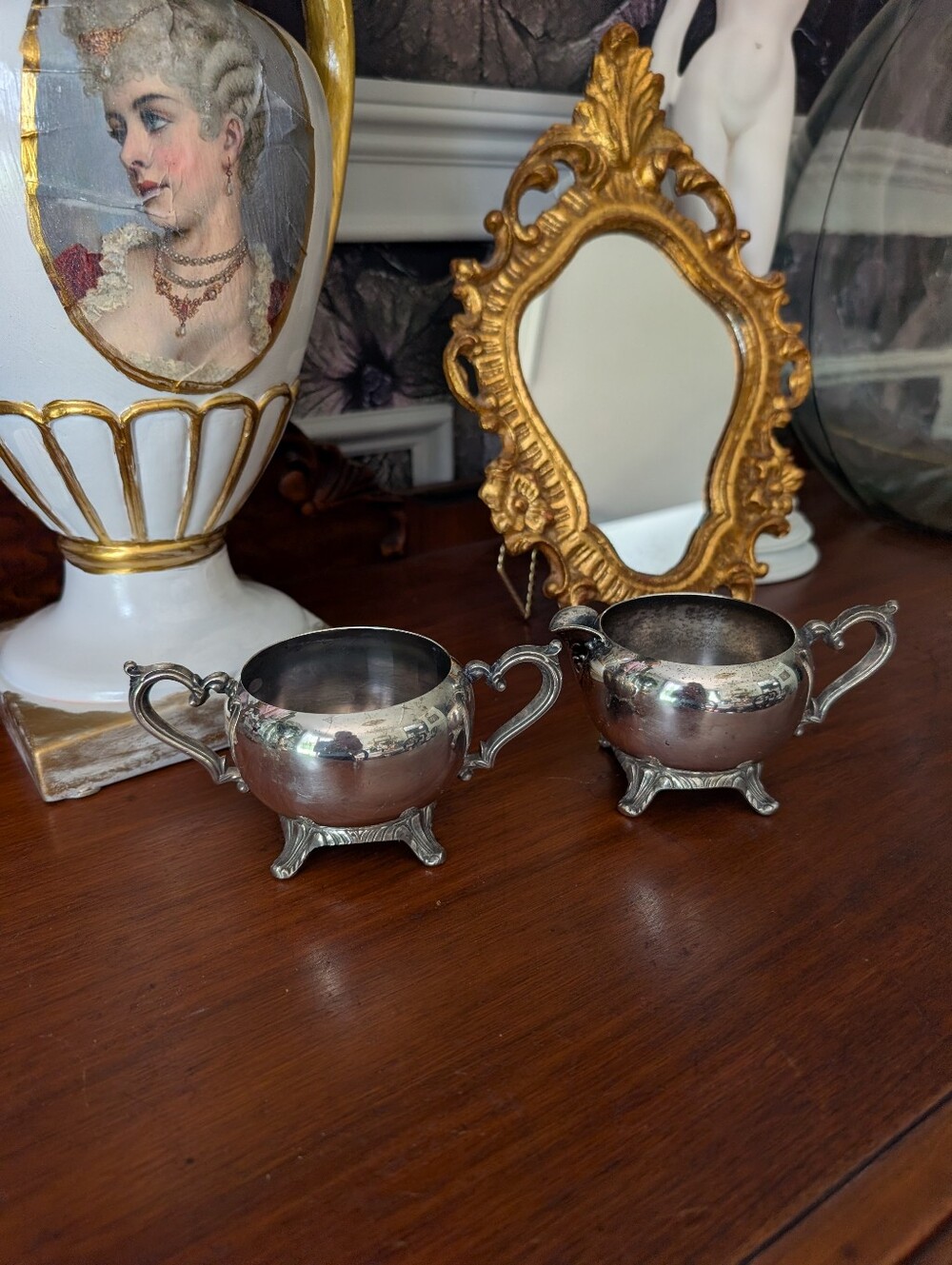 Vintage, Silver Plated, WM A Rogers Silver Coffee Set, Ornate Creamer & Sugar